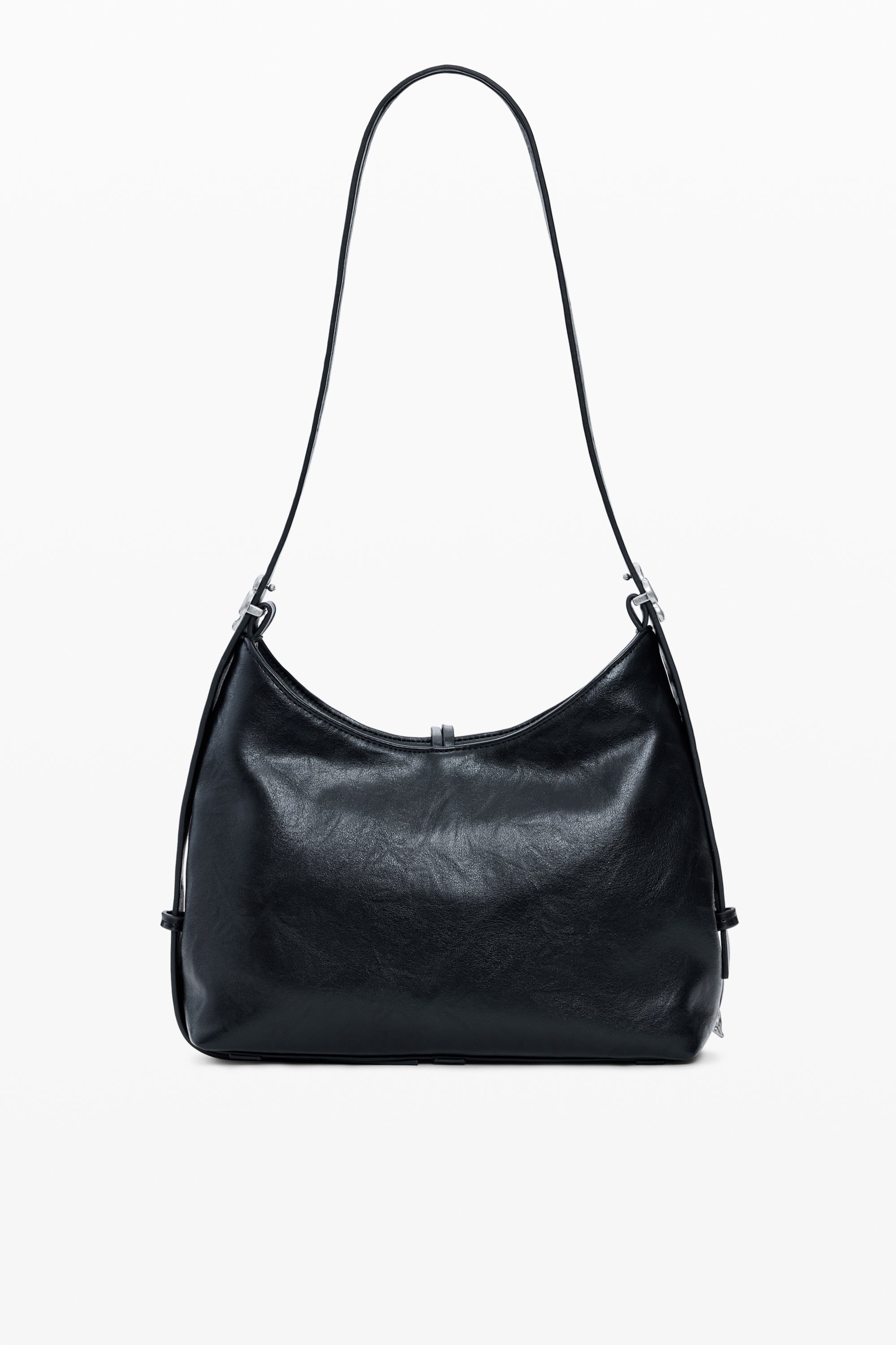 תיק כתף לנשים בצבע שחור, עיצוב חלק ואלגנטי, רצועה ארוכה, אופנתי ויומיומי