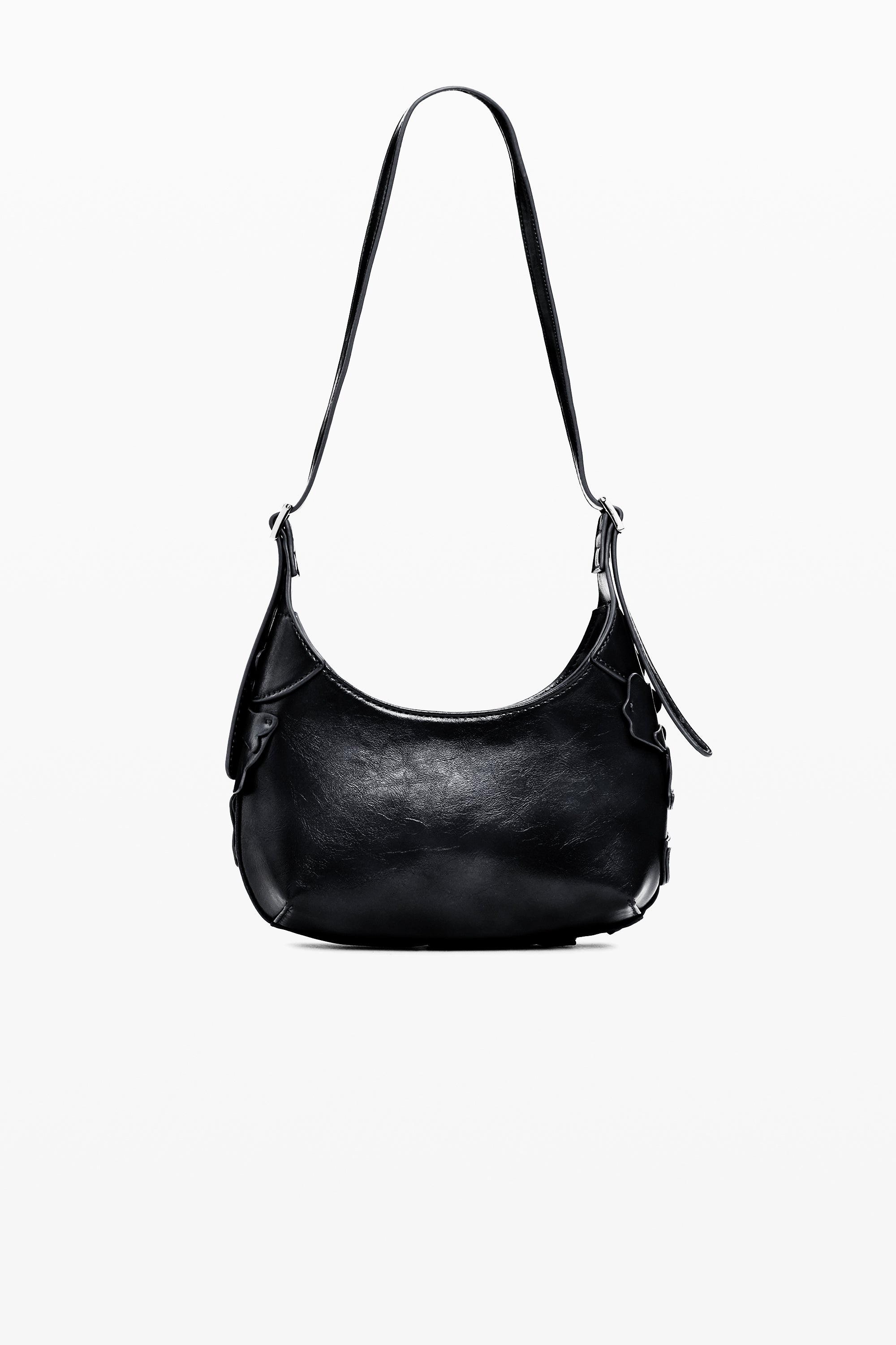 תיק כתף שחור לאישה, עיצוב אלגנטי ועור חלק, אופנה לנשים