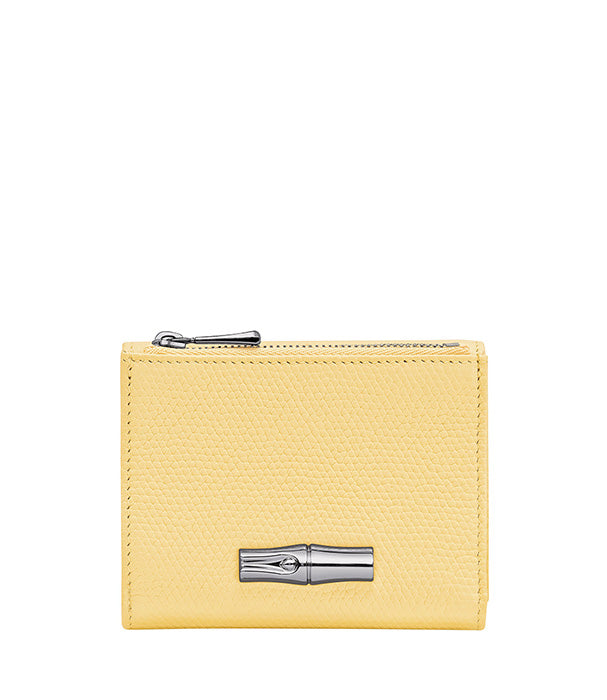 לונגשאמפ ארנק קטן מעור Le Roseau צהוב