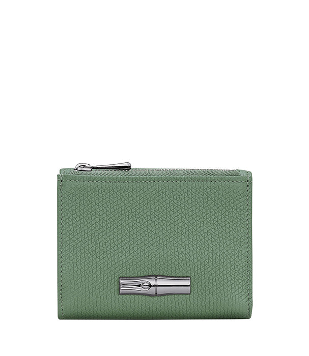 לונגשאמפ ארנק קטן מעור Le Roseau ירוק