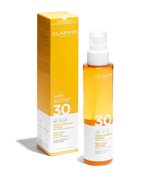 קלרינס שמן יבש להגנה מפני השמש לגוף ולשיער SPF30