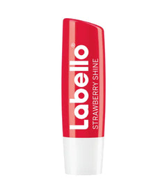 ליפ באלם Labello Strawberry Shine אדום מבית מותג על, מוצג על רקע לבן