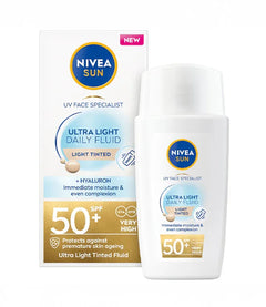 ניביאה סאן קרם הגנה לפנים SPF50+ אולטרה לייט טינטד, מוצר קוסמטיקה מבית CHOZEN