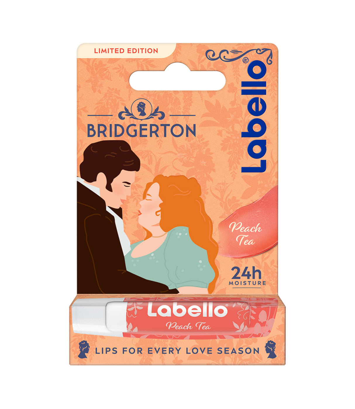 בליסטיק לשפתיים בטעם תה אפרסק במהדורה מוגבלת, עיצוב ברידג'רטון, לחות 24 שעות