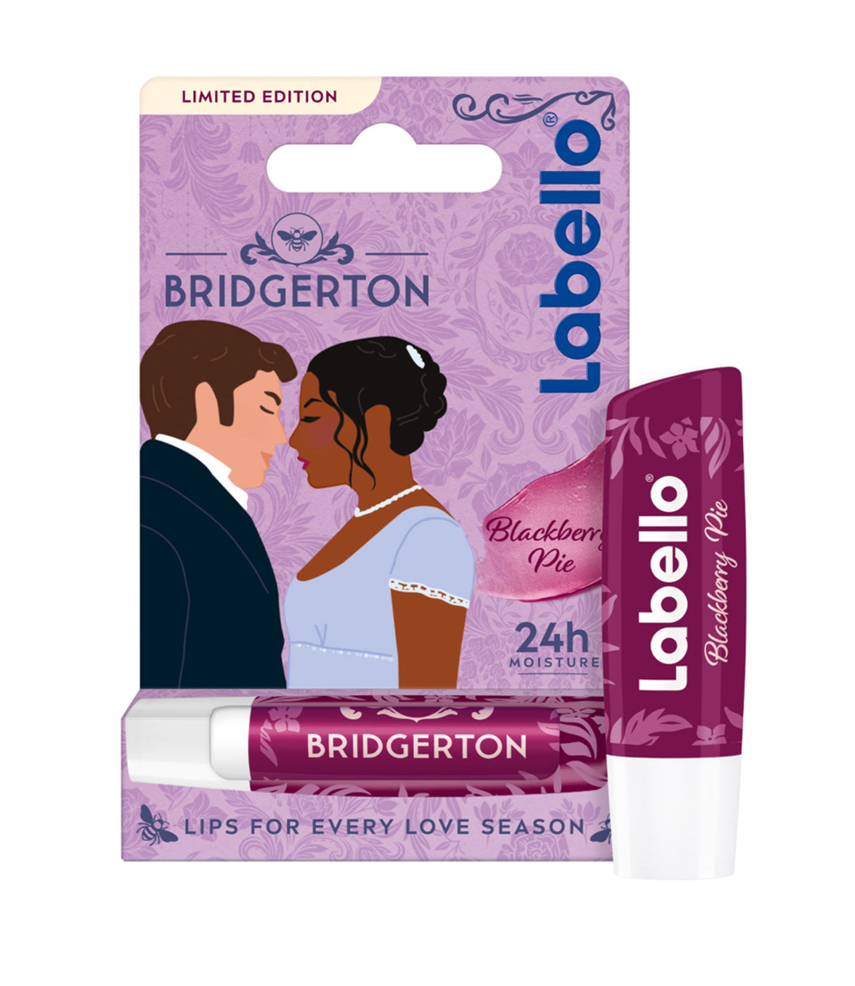 בליסטיק Labello מהדורת ברידג'רטון בטעם Blackberry Pie, מארז מעוצב זוג מאוהב