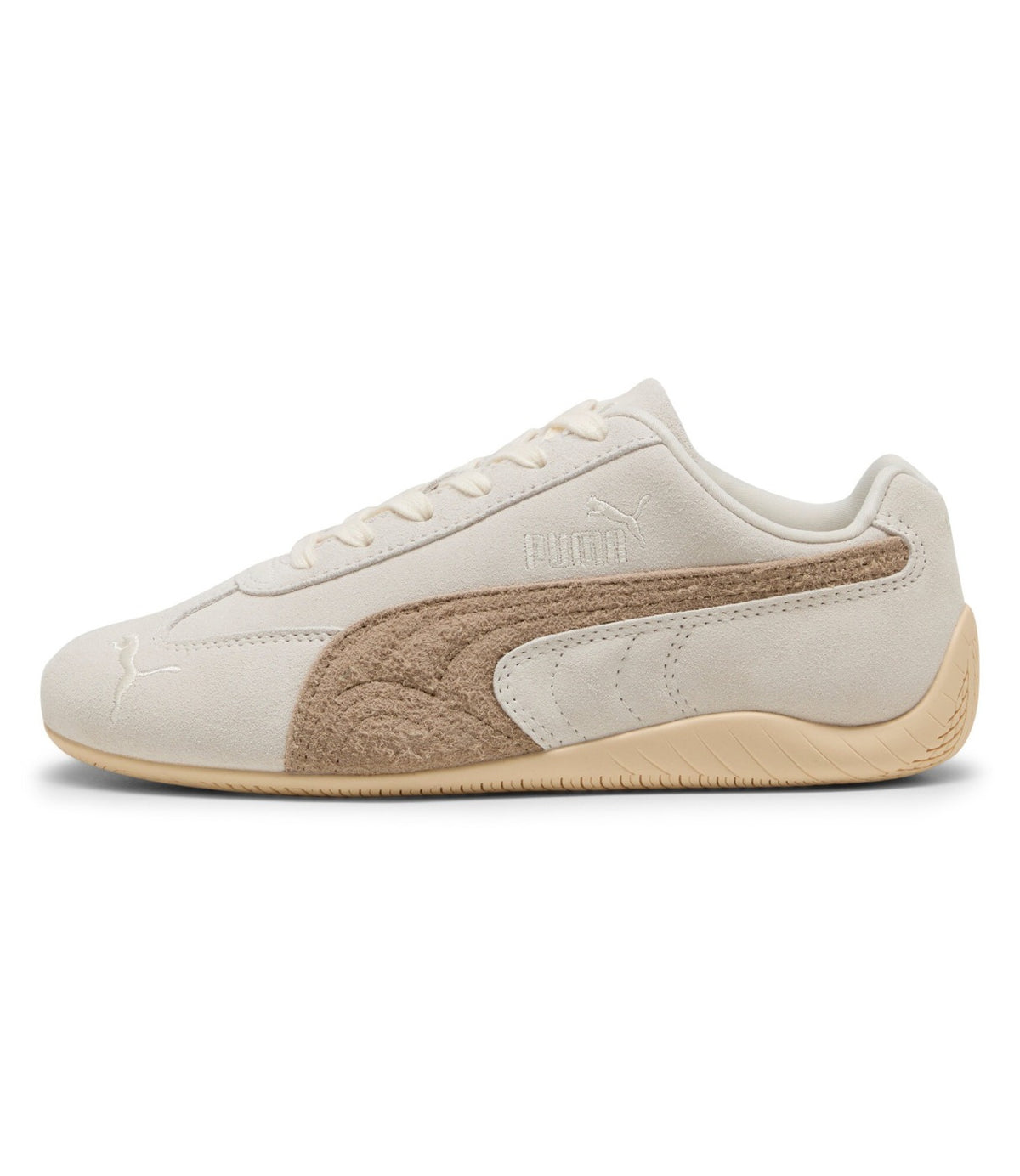 PUMA סניקרס בצבע warm white עם ice coffee, מבט מהצד החיצוני - CHOZEN