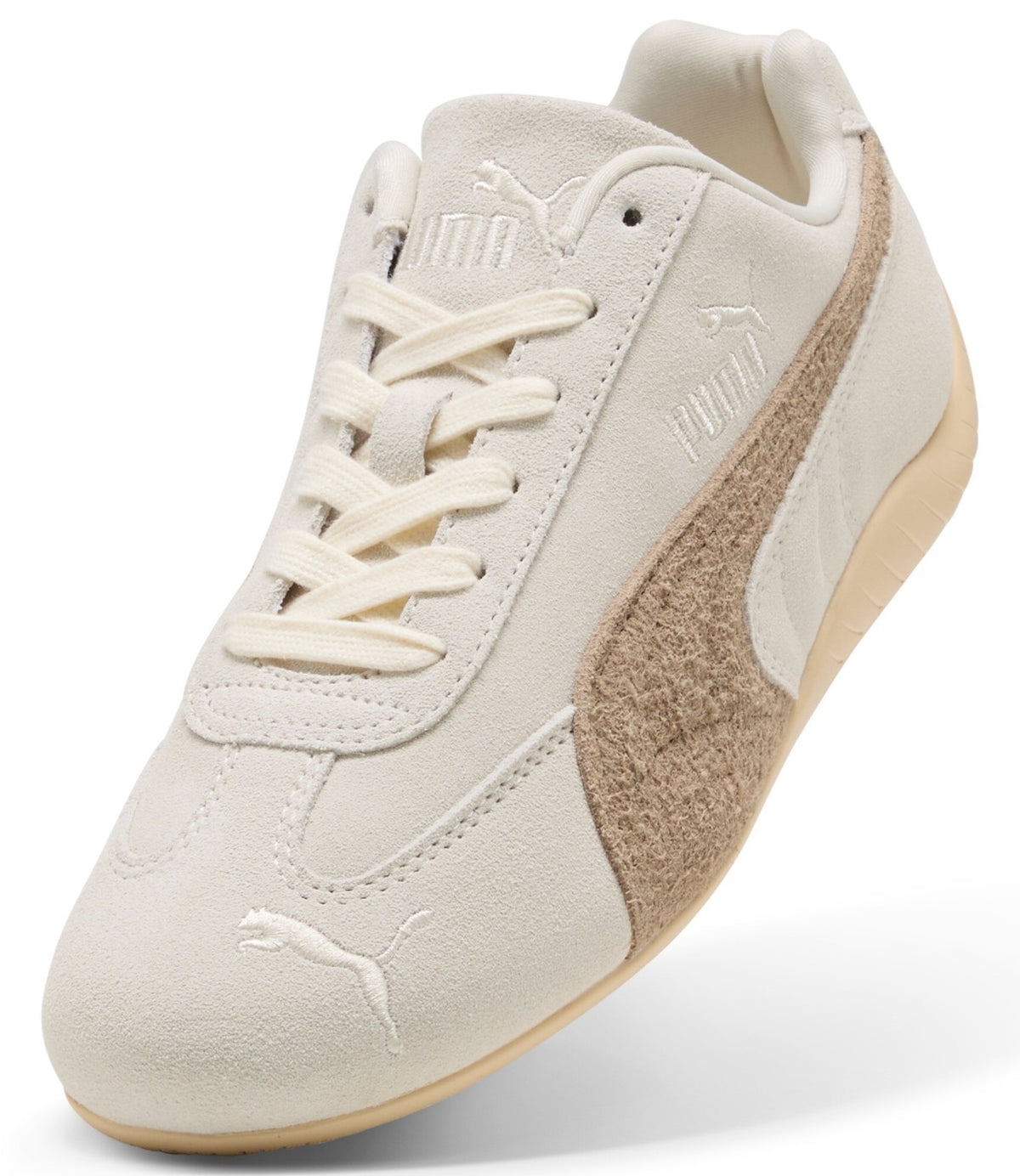 PUMA סניקרס בצבע warm white עם ice coffee, מבט מלפנים מקרוב - CHOZEN