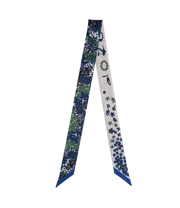 לונגשאמפ סרט משי Collier de fleurs כחול