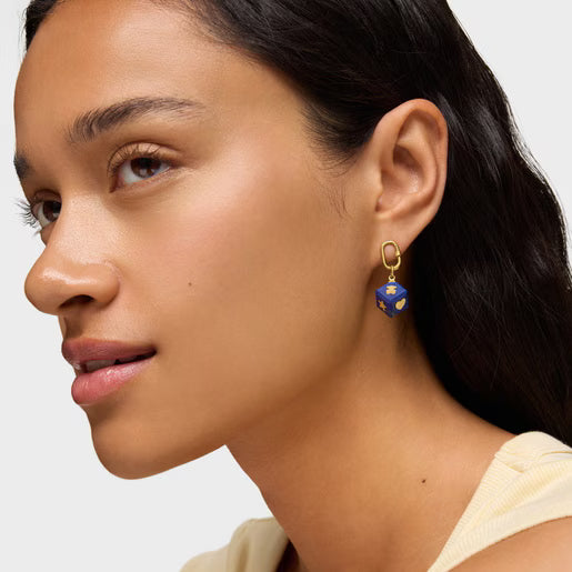 טואוס תליון קובייה Cube מזהב בשילוב אבן חן