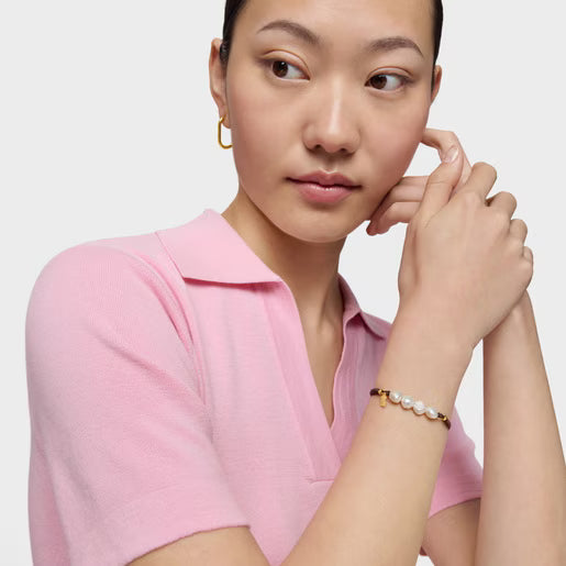 טואוס צמיד חוט בשילוב פנינים Nudos תליון דובי מורמייל