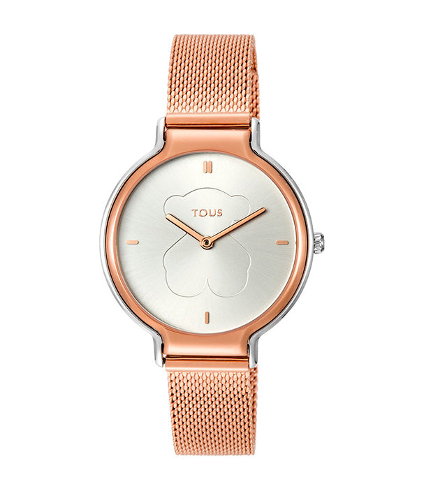 טואוס שעון פלדת אל חלד בשני גוונים ורוד וכסף