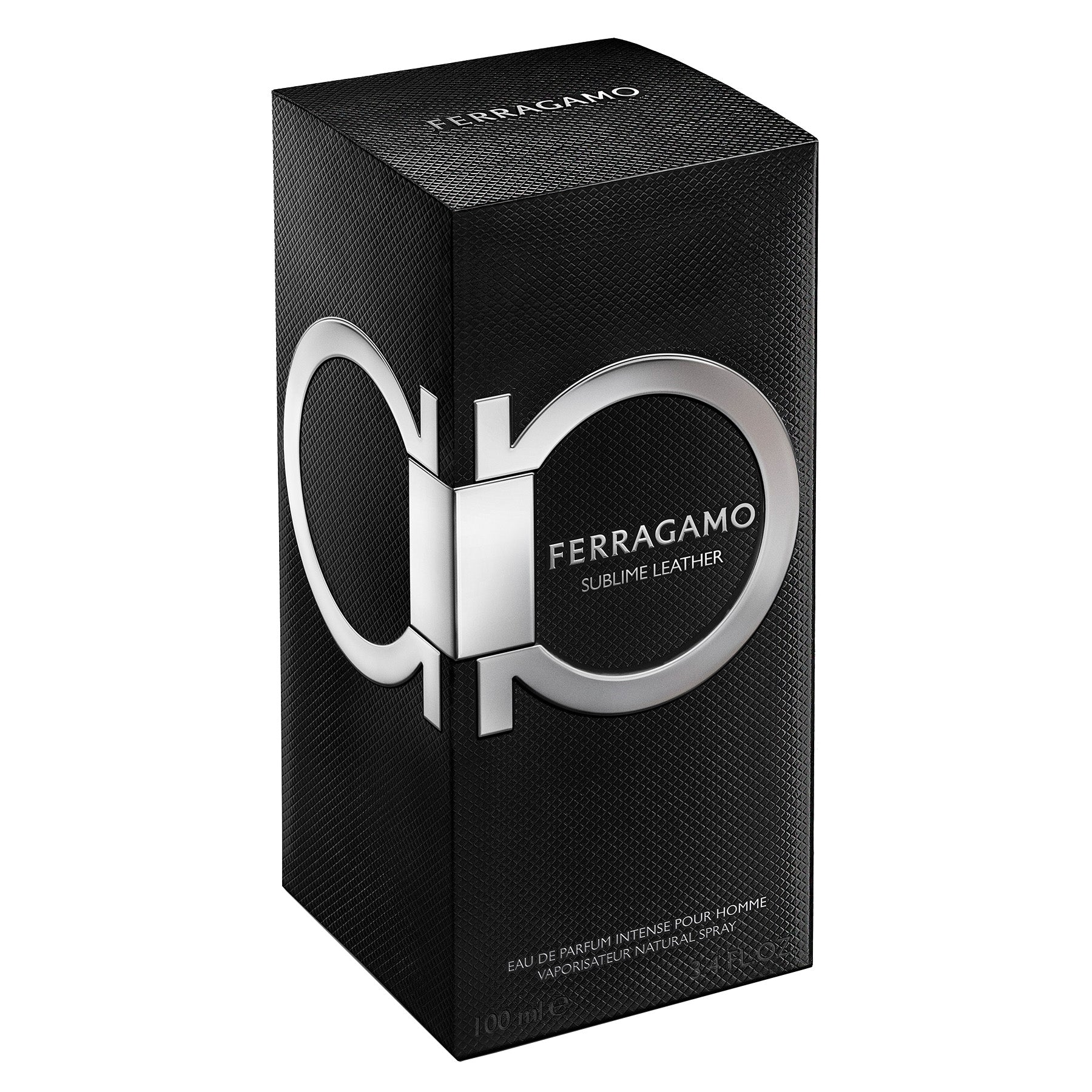 אריזת בושם Ferragamo Sublime Leather גברים, עיצוב יוקרתי שחור עם לוגו כסף, מבית CHOZEN