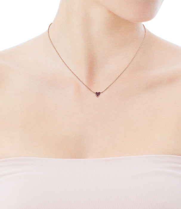שרשרת עדינה לנשים עם תליון לב קטן בצבע זהב ורוד