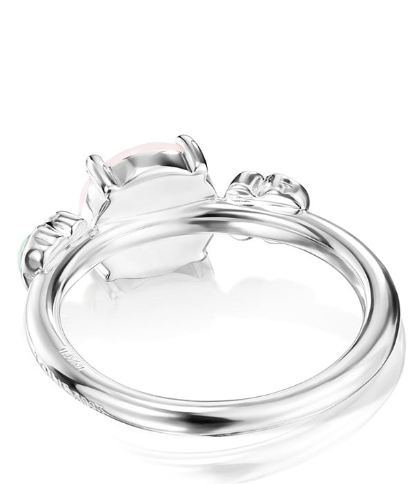 טבעת כסף לנשים עם שיבוץ אבן מרכזית ועיטורים, עיצוב יוקרתי לאירוסין