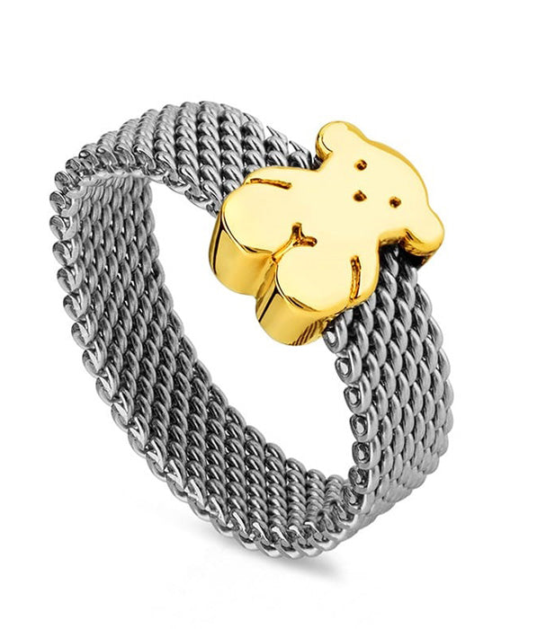 טואוס טבעת IP STEEL בשילוב דובי מזהב 18 קראט