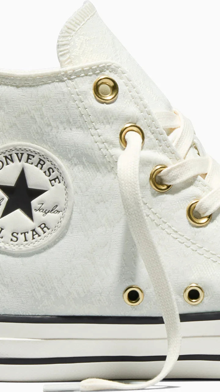 סניקרס קונברס לבנות עם חורים מוזהבים ודוגמת טקסטיל, דגם אולסטאר, CHOZEN מותגים מובילים