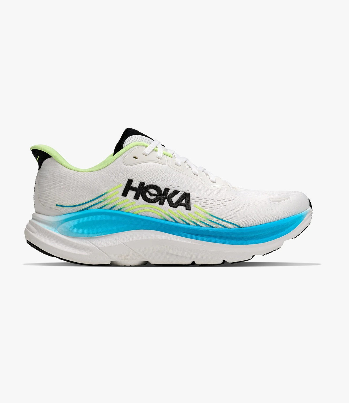 מבט צד שני על נעלי ריצה HOKA בגוון לבן וכחול - CHOZEN