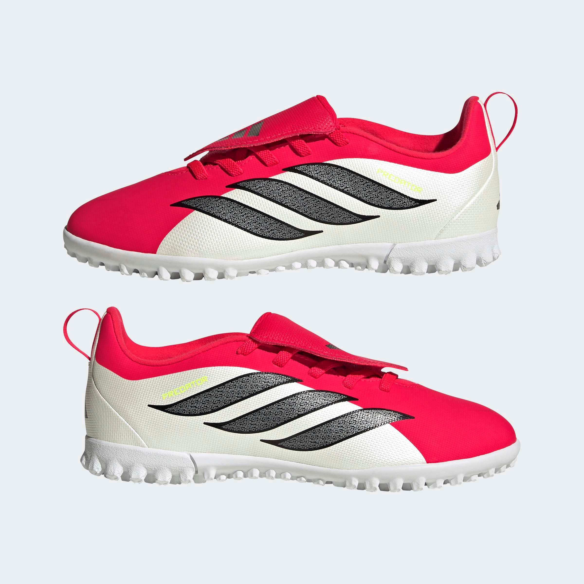 נעלי כדורגל אדום ולבן עם פסי זברה שחורים, דגם adidas, באתר CHOZEN מותגים מובילים