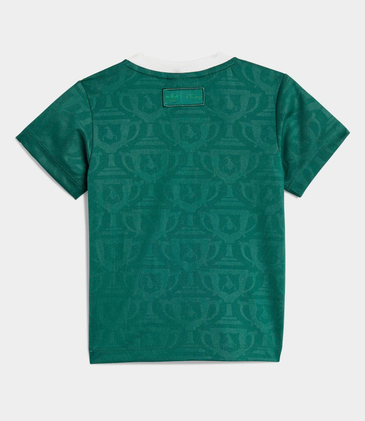 חולצת טישרט ירוקה קצרה עם הדפס גביע, מבט מאחור, צווארון לבן