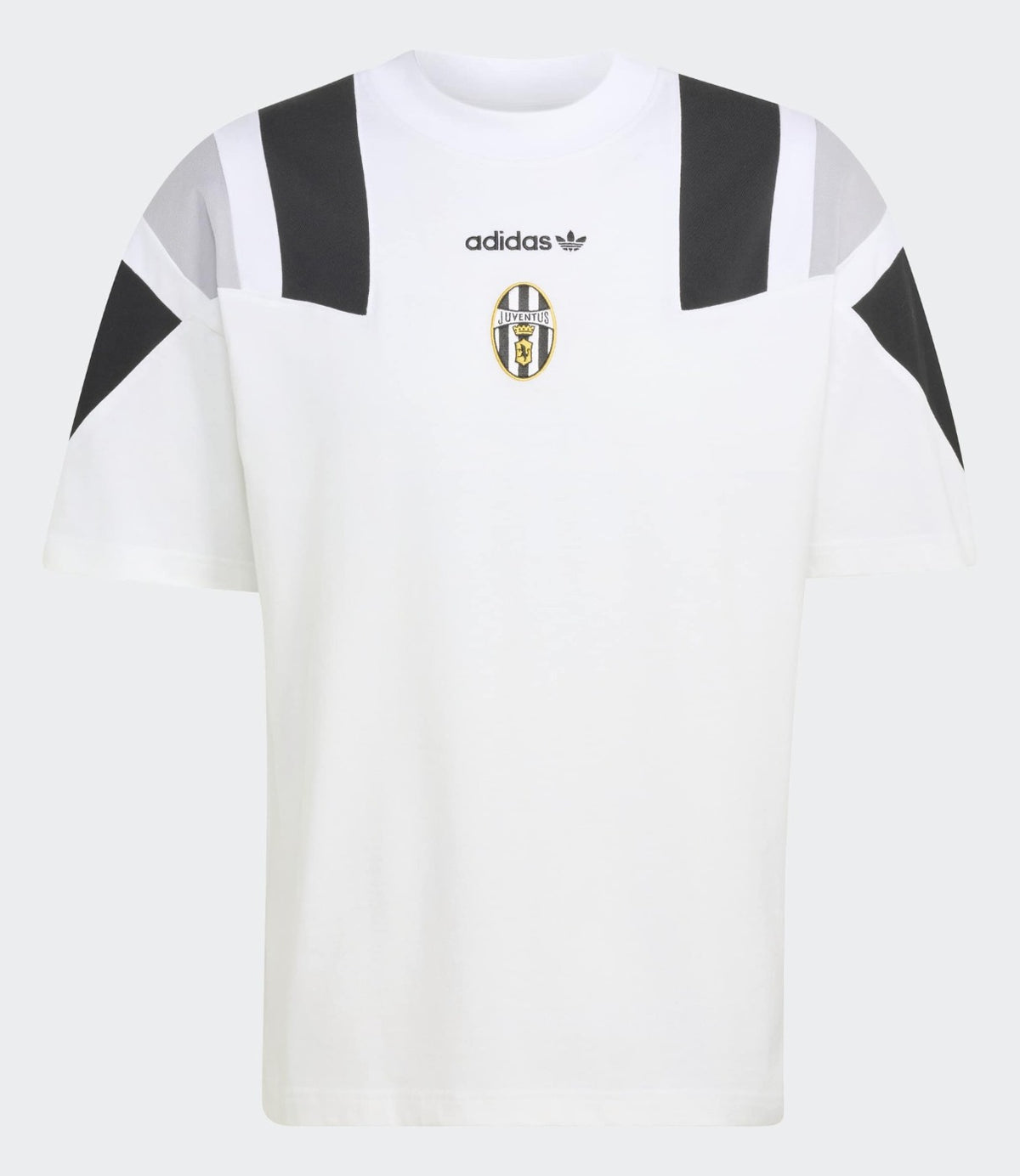 אדידס טישרט JUVENTUS EQT לגברים בצבע לבן עם פאנלים שחורים בכתפיים, תצוגה קדמית שטוחה - CHOZEN