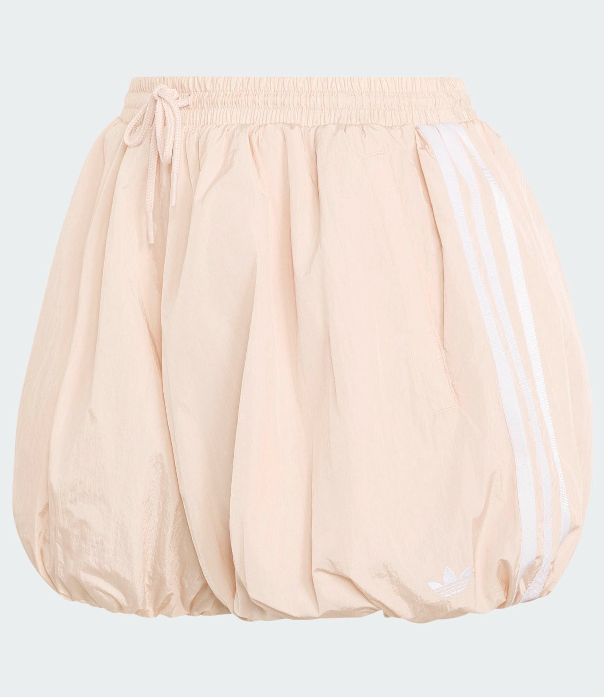 חצאית נפוחה לנשים בצבע בז', עם גומי במותן ופסים לבנים בצד
