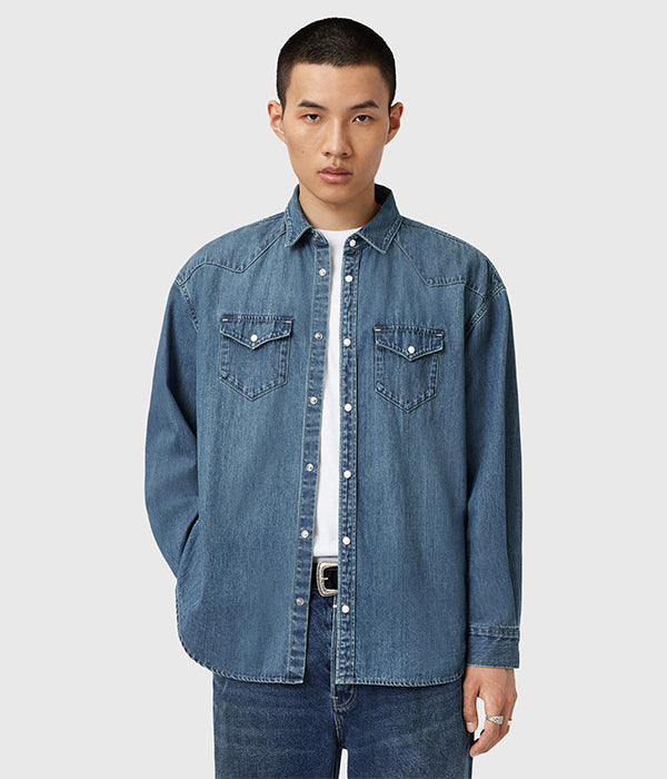 אול סיינטס חולצה מכופתרת ארוכה FENTON SHIRT לגברים
