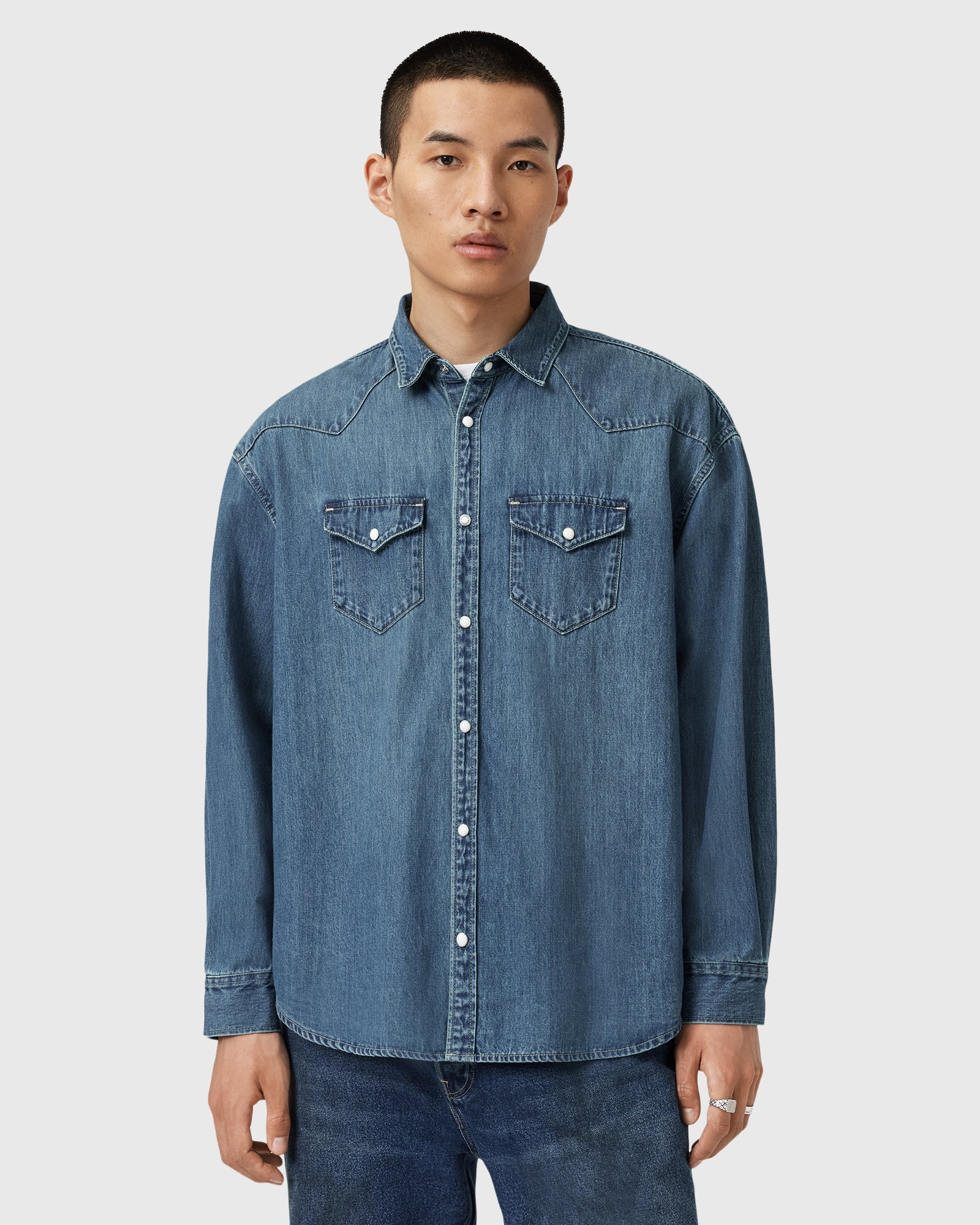 אול סיינטס חולצה מכופתרת ארוכה FENTON SHIRT לגברים