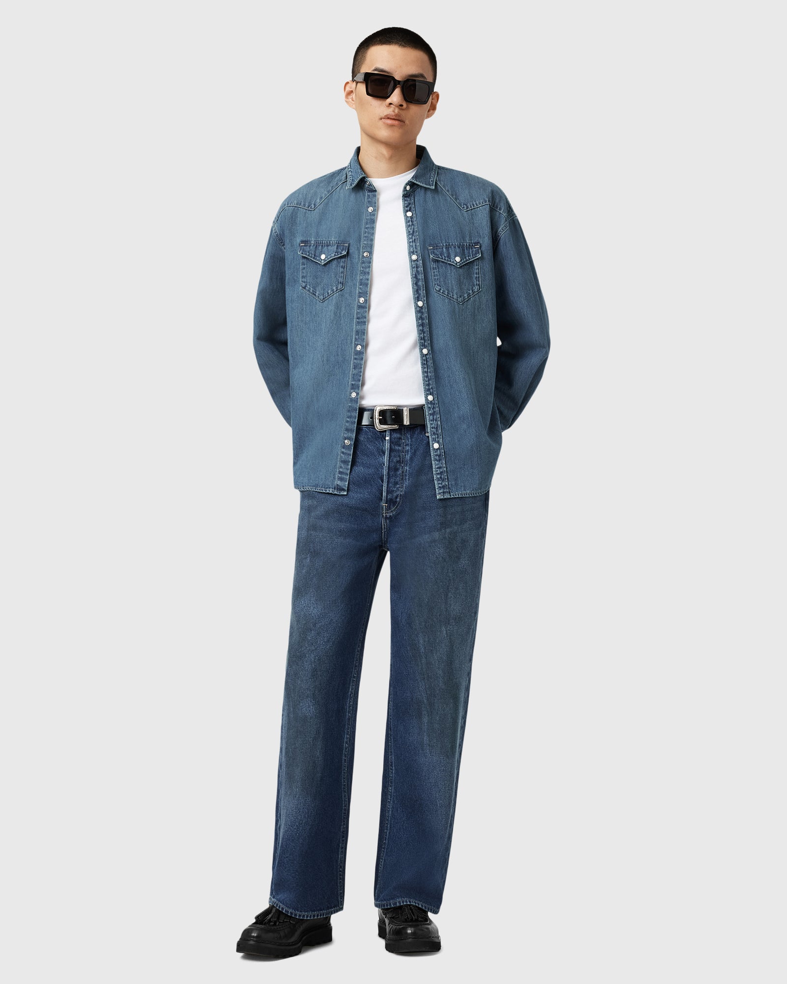 אול סיינטס חולצה מכופתרת ארוכה FENTON SHIRT לגברים