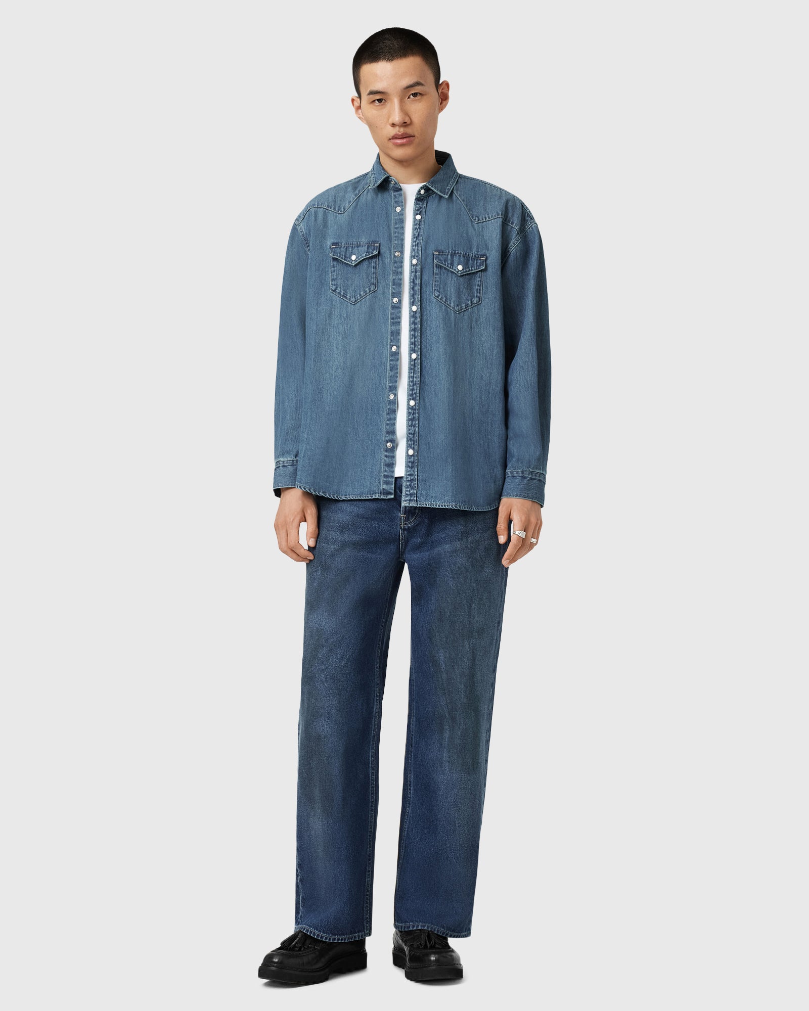 אול סיינטס חולצה מכופתרת ארוכה FENTON SHIRT לגברים