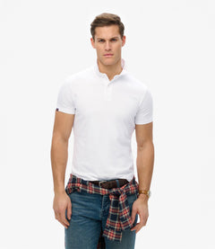 SUPERDRY חולצת פולו לבנה לגברים בגזרה צמודה - CHOZEN — תמונה 5 מתוך 5