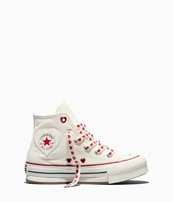 סניקרס קונברס לבנה עם לבבות אדומים, נעל אופנתית מהמותגים המובילים CHOZEN