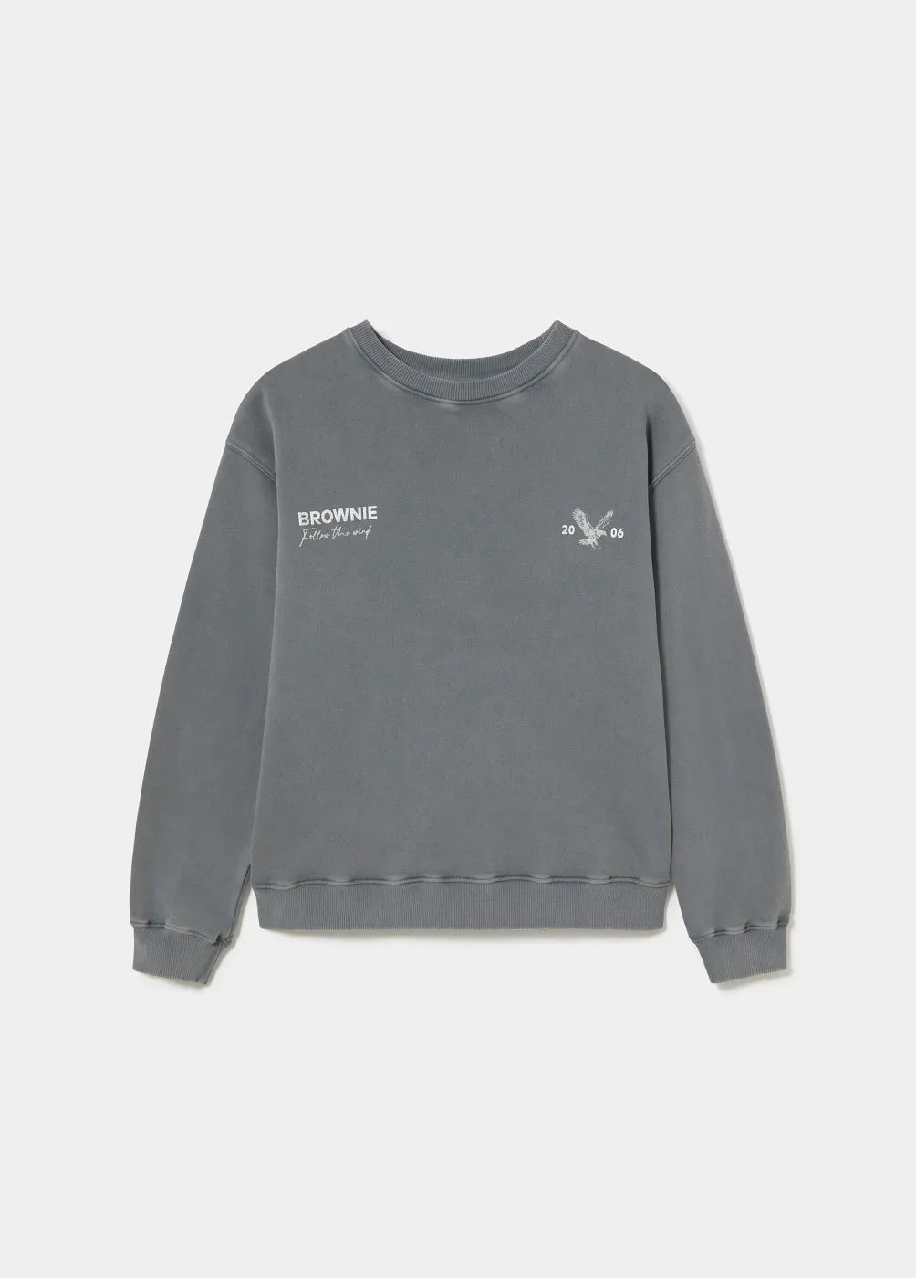 סווטשירט אפור BROWNIE בעיצוב קלאסי עם הדפס לוגו, מותגים מובילים CHOZEN