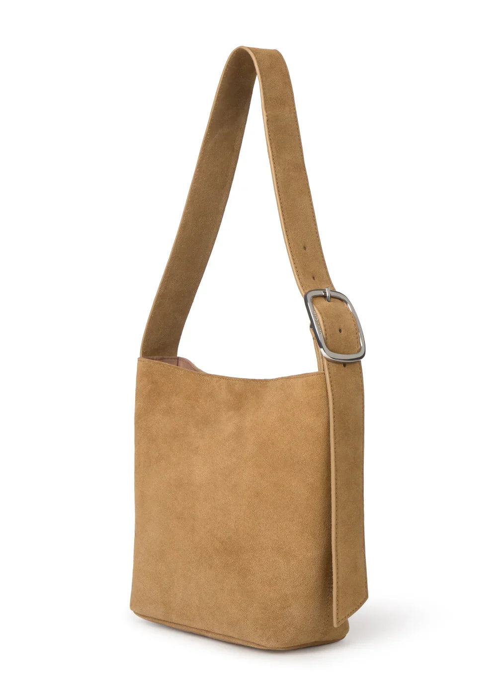 תיק כתף לנשים בצבע חום זמש עם אבזם מתכת, אופנתי מבית CHOZEN