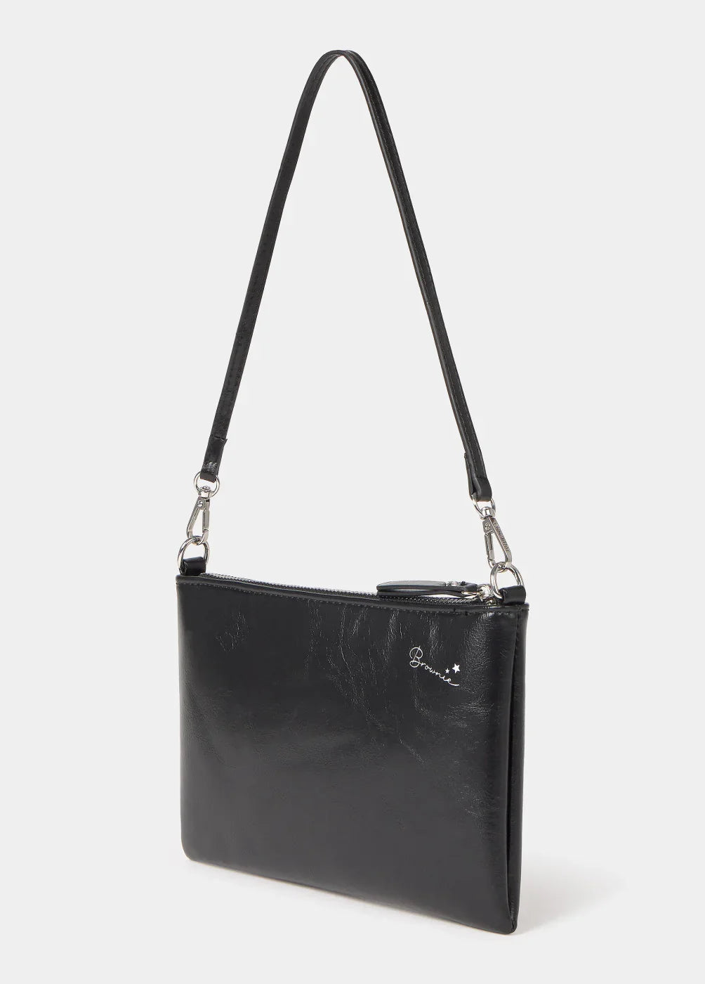 תיק ערב שחור קטן עם רצועה ארוכה ומיתוג Brownie, מבית מותגי על ב-CHOZEN