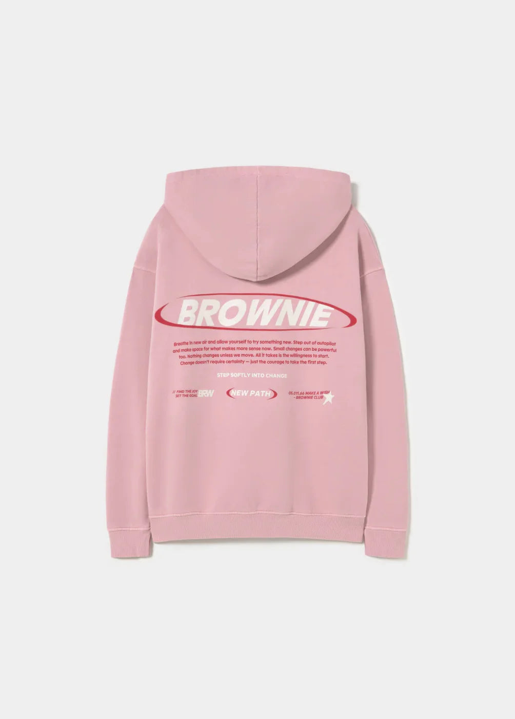 קפוצ׳ון ורוד עם הדפס BROWNIE בגב, אופנת רחוב לנשים, משווק ב-CHOZEN