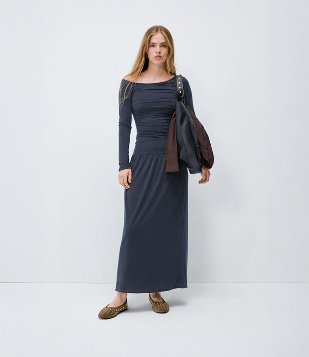 בראוני שמלת מקסי לנשים