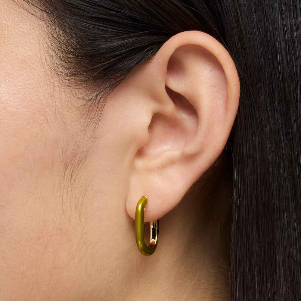 טואוס עגילי חישוק TOUS LINE מכסף ואמייל