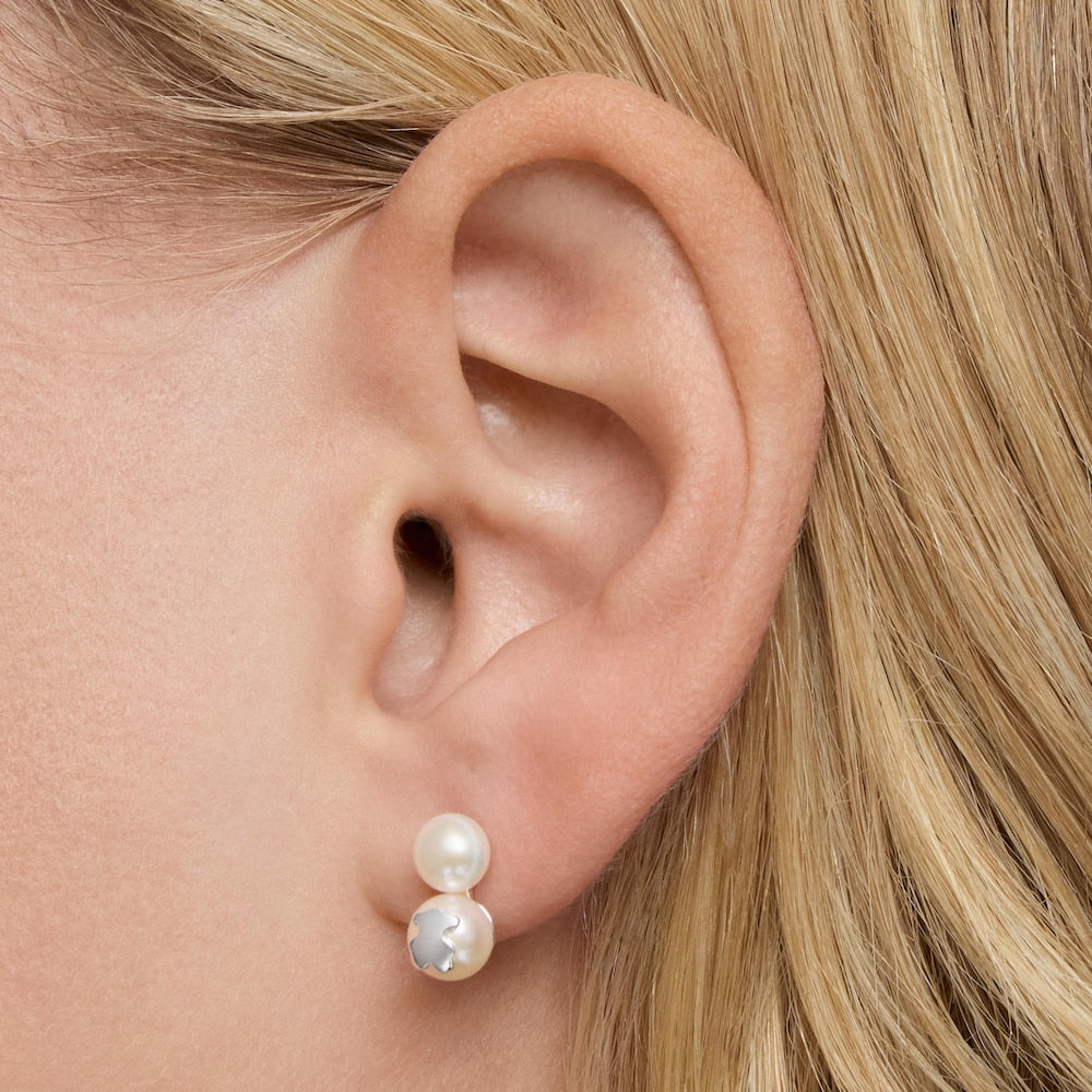 טואוס עגילי Icon Pearl מכסף עם פנינים — תמונה 6 מתוך 6 - CHOZEN