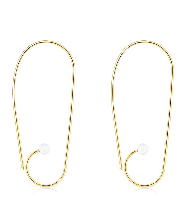 טואוס עגילים ארוכים בשילוב פנינה Nenufar ורמייל צהוב